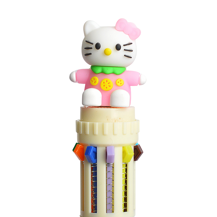 Ручка многоцветная 10 цветов шариковая "Кошечка"