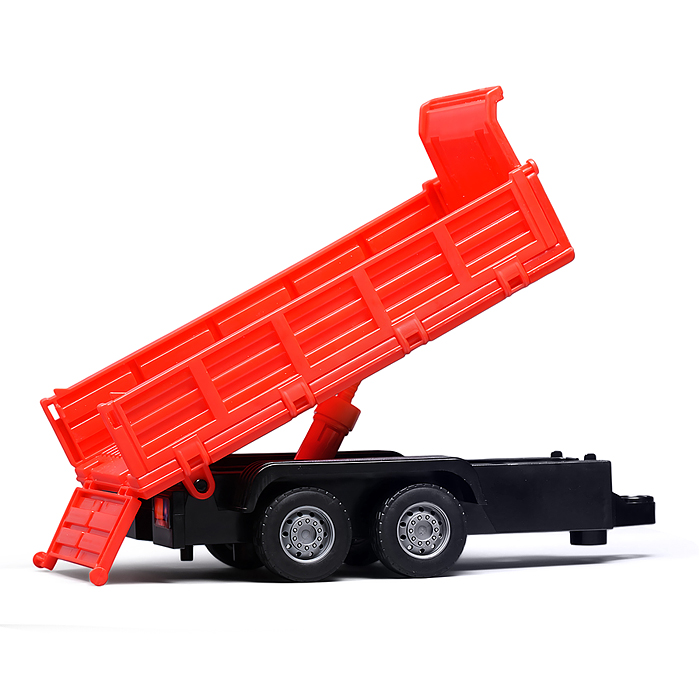 Погрузчик JS130Е с прицепом и цистернами (свет, звук) в коробке (красный)