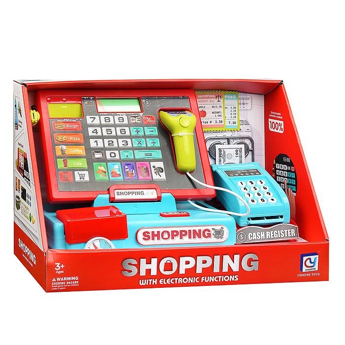 Игровой набор 818-387 "Касса. Магазинчик" (продукты и деньги в наборе) в коробке