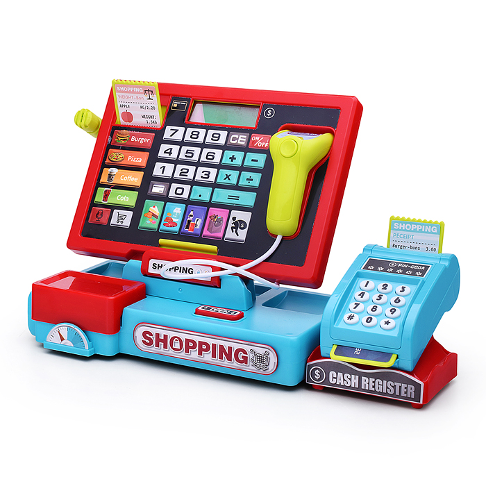 Игровой набор 818-387 "Касса. Магазинчик" (продукты и деньги в наборе) в коробке