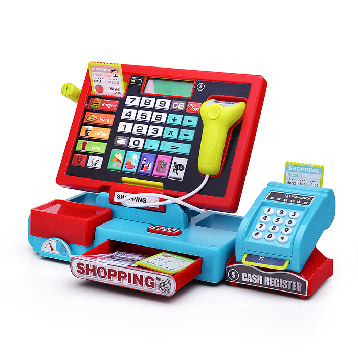 Игровой набор 818-387 "Касса. Магазинчик" (продукты и деньги в наборе) в коробке