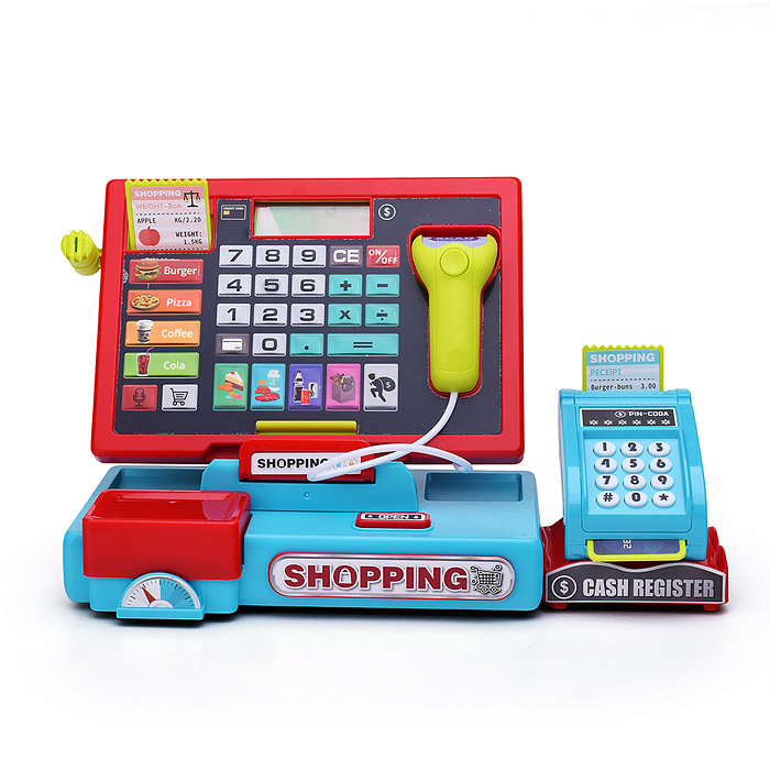 Игровой набор 818-387 "Касса. Магазинчик" (продукты и деньги в наборе) в коробке