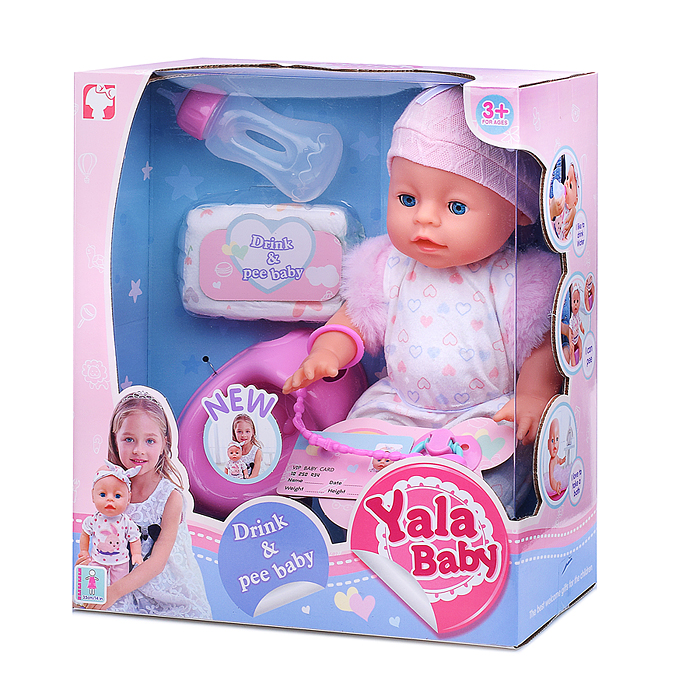 Пупс YL2435A-D "Юлиана" (пьет, писает) с аксессуарами, в коробке