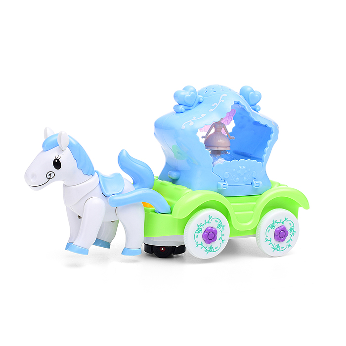 Лошадка HD9028 с каретой, на батарейках, в коробке