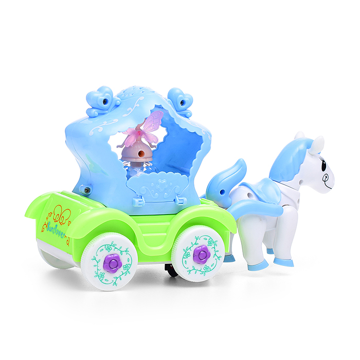 Лошадка HD9028 с каретой, на батарейках, в коробке