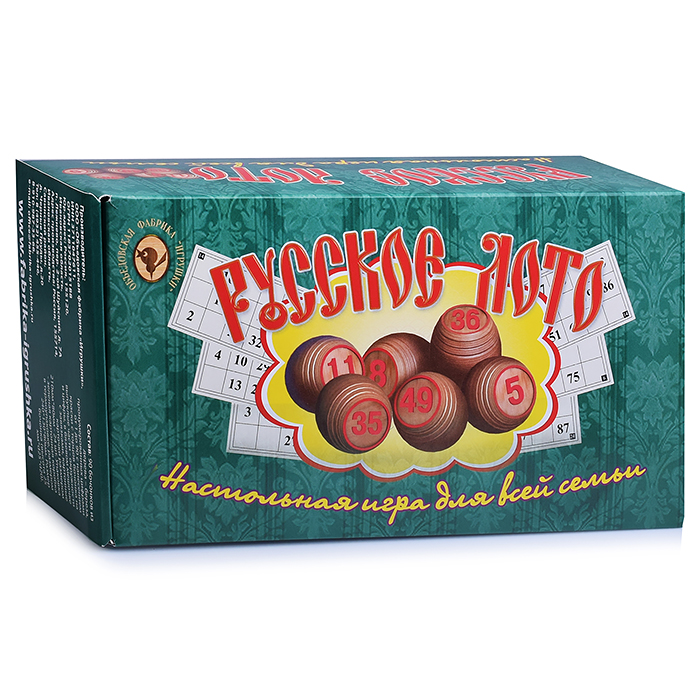 Игра Русское лото в зеленой картонной коробке (240*130*80) 