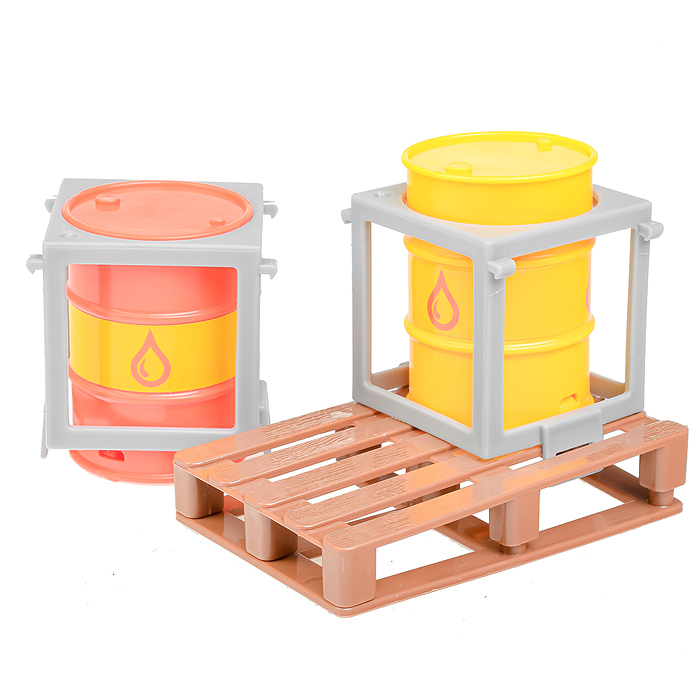 Машина WY692A "Погрузчик" с бочками и поддоном 1:16 (свет, звук) в коробке