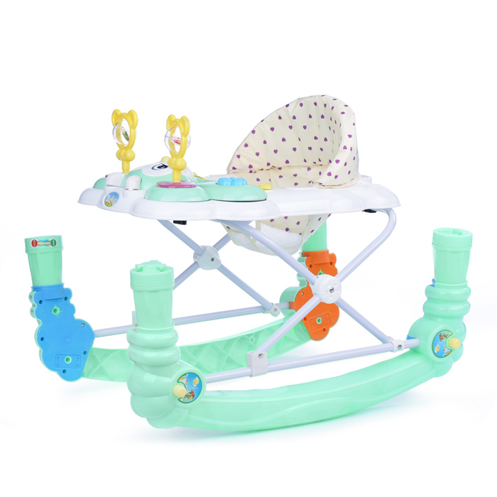 Ходунки 1611B-3 "Забавная мордашка" бело/зеленые, в пакете