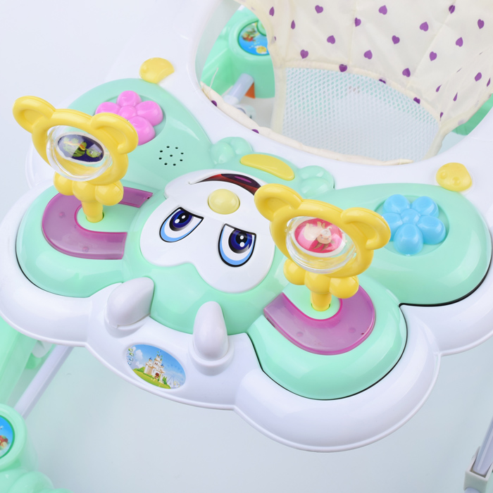 Ходунки 1611B-3 "Забавная мордашка" бело/зеленые, в пакете