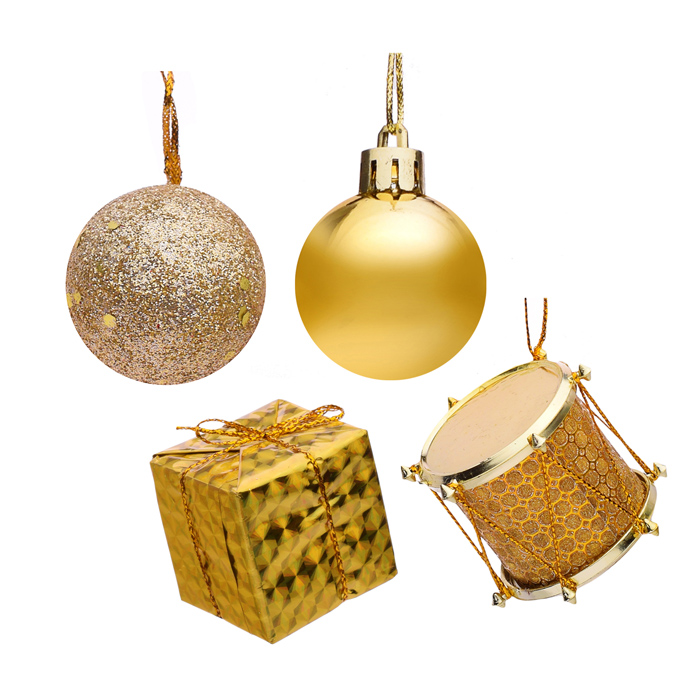 Набор новогодних шаров S1664 "Новогодние забавы" золото (4см*16шт)
