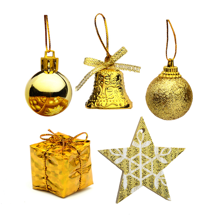 Набор новогодних украшений S1602 "Новогоднее чудо" (3см.* 24шт.) золото