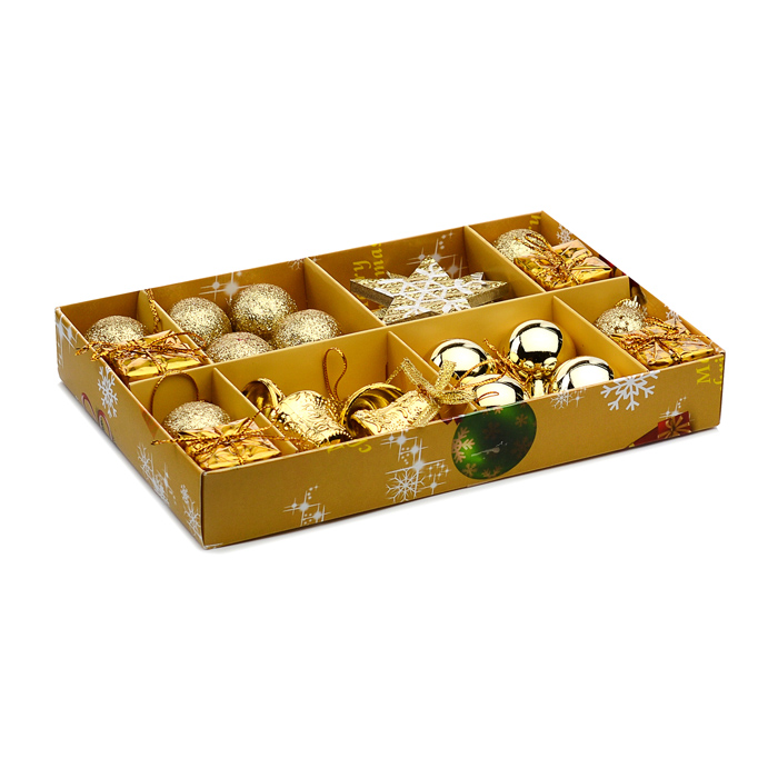 Набор новогодних украшений S1602 "Новогоднее чудо" (3см.* 24шт.) золото