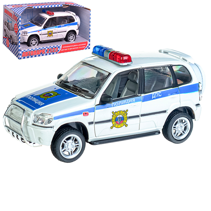 Машина 9079-F "Автопарк. Полиция" на батарейках, в коробке