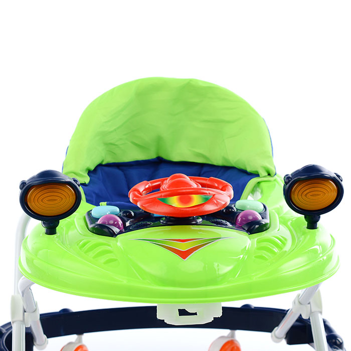 Ходунки 906-2-3 с рулем (свет,звук) синий-зеленый, в пакете