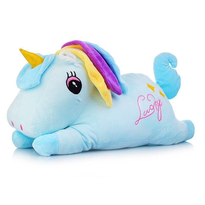 Мягкая игрушка M0742 "Лошадка-единорог" 60см, с пледом