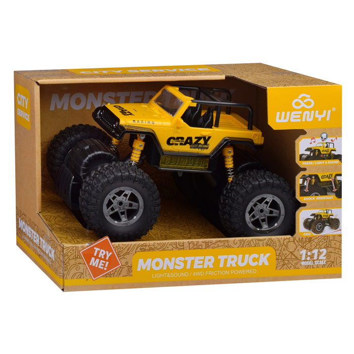 Машина WY662B "Внедорожник" 1:12 (свет, звук) в коробке (цвет желтый)