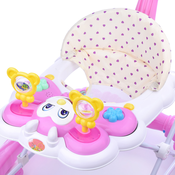 Ходунки 1611B-1 "Забавная мордашка" бело/розовые, в пакете