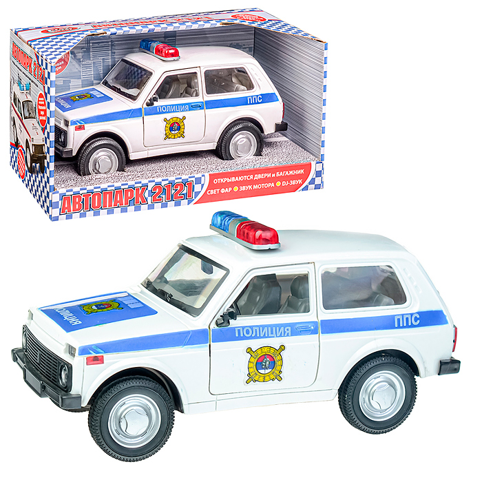 Машина 9078-F "Автопарк. Полиция" на батарейках, в коробке