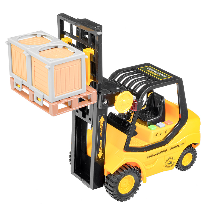 Машина WY691A "Погрузчик" с ящиками и поддоном 1:16 (свет, звук) в коробке