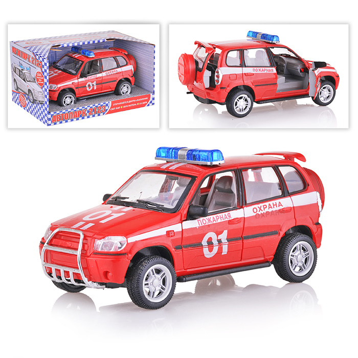 Машина 9079-E "Автопарк. Пожарная охрана" на батарейках, в коробке