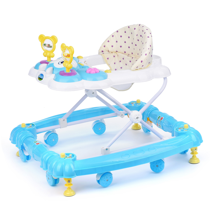 Ходунки 1611B-2 "Забавная мордашка" бело/голубые, в пакете