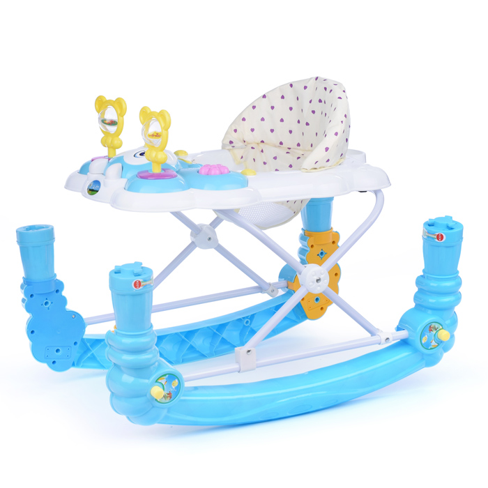 Ходунки 1611B-2 "Забавная мордашка" бело/голубые, в пакете