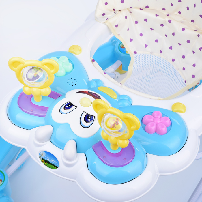 Ходунки 1611B-2 "Забавная мордашка" бело/голубые, в пакете