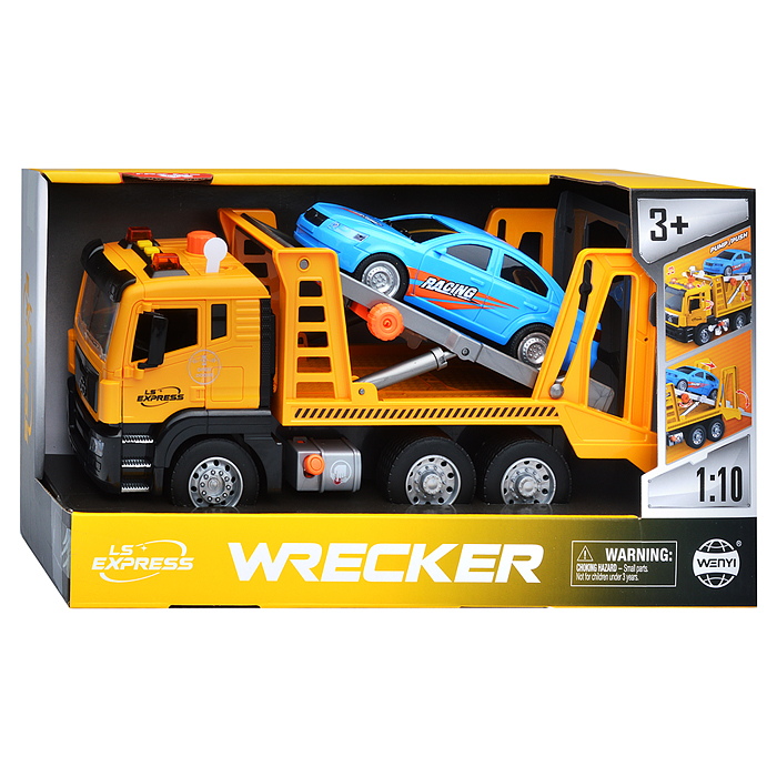 Машина WY1120B "Эвакуатор" 1:10 ( свет, звук) в коробке ( цвет желтый )