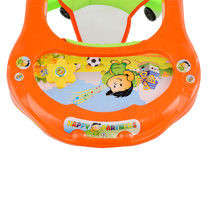 Ходунки 902-3 "Цветок" со звуком (зеленый-оранжевый) в пакете