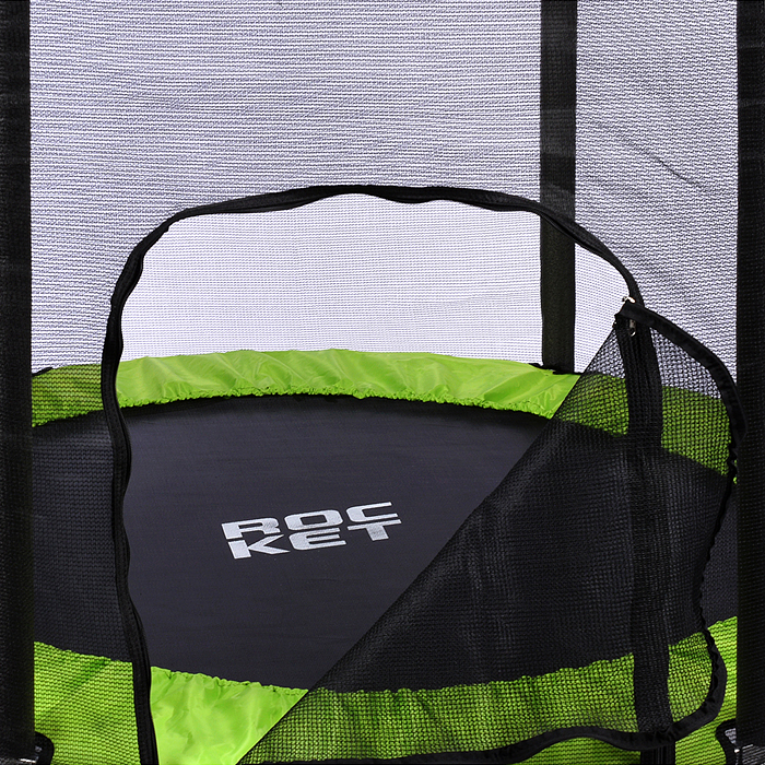 Батут ROCKET, d=140, внешняя сетка высотой 88 см., общая высота 122 см. черный с салатовым