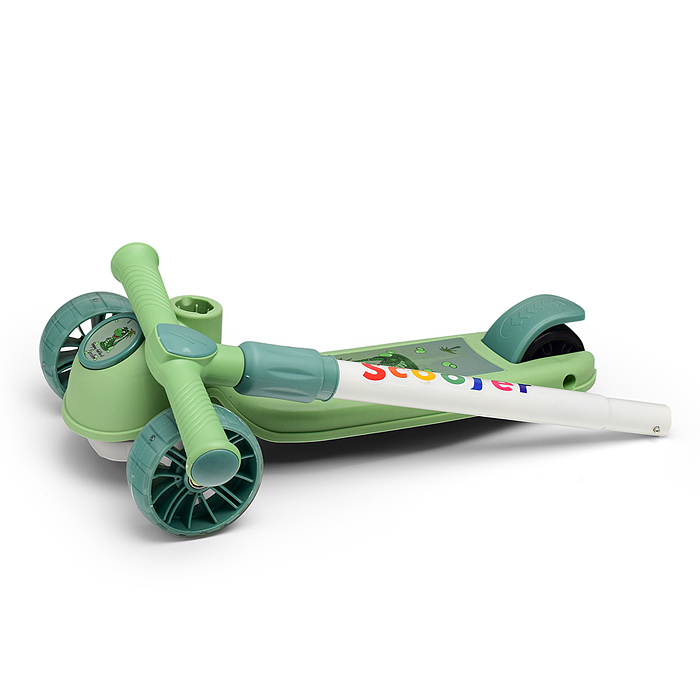 Самокат U001568Y 3-х. кол., колеса световые PU, зеленый, в коробке