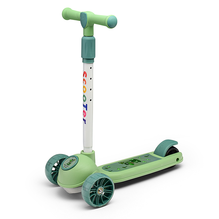 Самокат U001568Y 3-х. кол., колеса световые PU, зеленый, в коробке