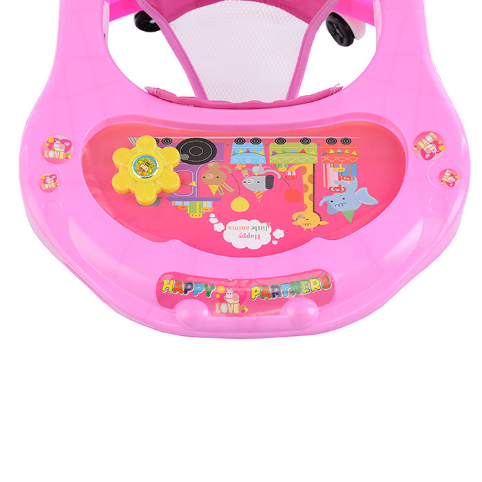 Ходунки 902-1 "Цветок" со звуком (розовый) в пакете