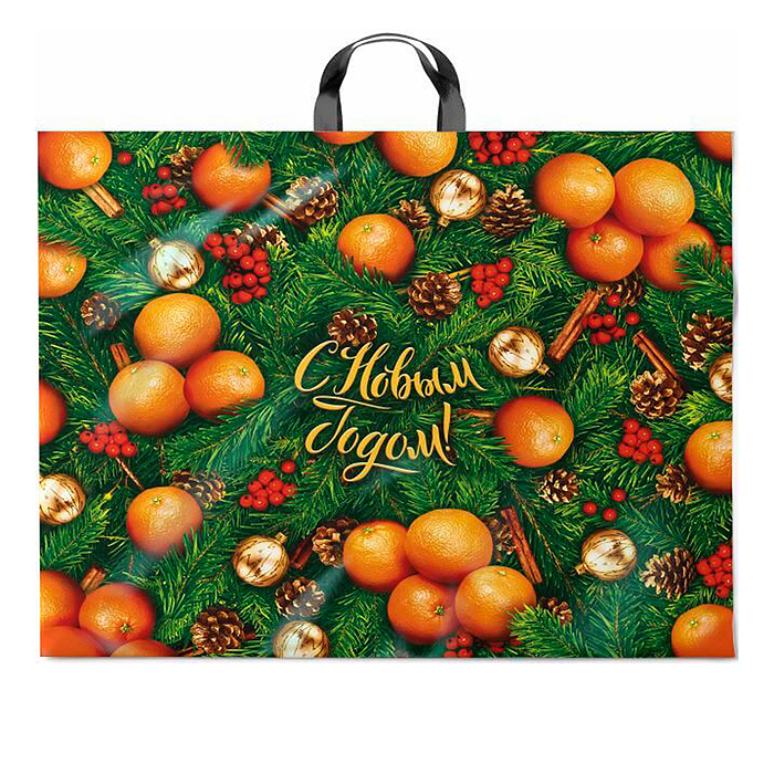 Пакет ПЭ с петлевой ручкой 60х50+6см (70) "Оранжевое настроение" НГ 