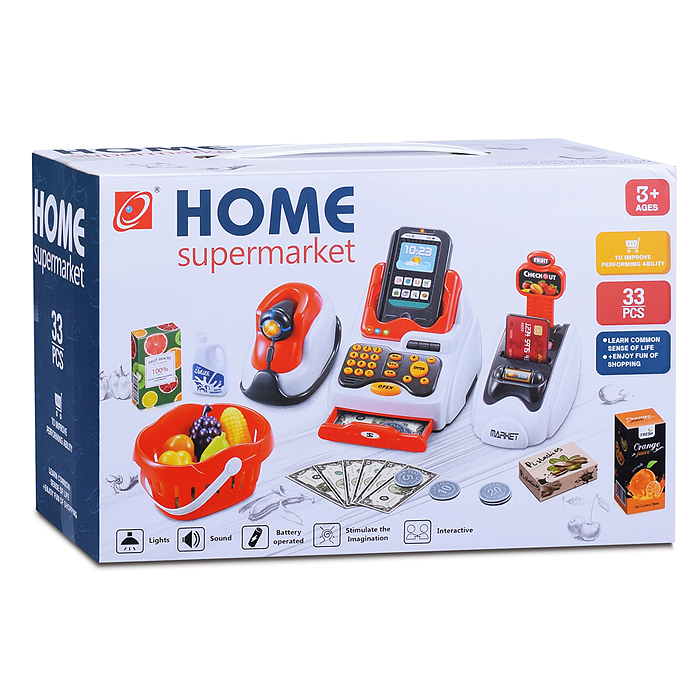 Игровой набор 668-119 "Касса" (с набором продуктов) в коробке