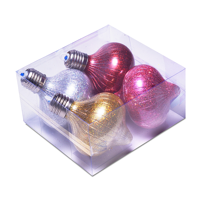 Набор новогодних украшений S2701 "Блестящий фонарик" (4шт х 10см)