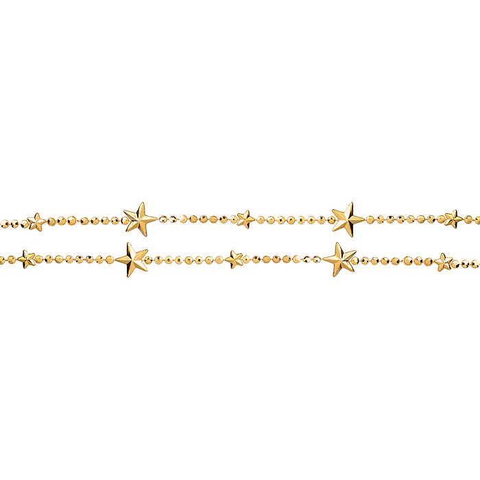 Бусы новогодние S2642 "Золотые" со звёздочками (5м)