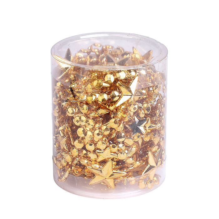 Бусы новогодние S2642 "Золотые" со звёздочками (5м)