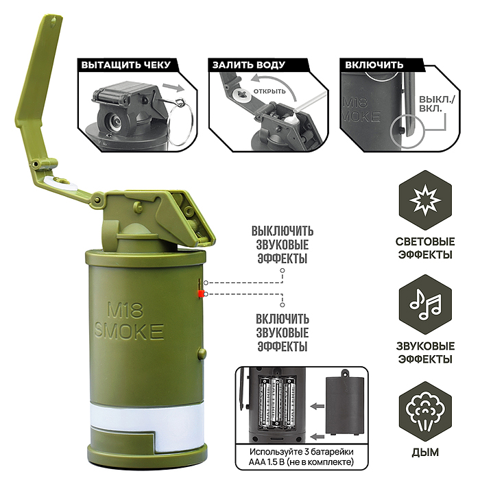 Граната игрушечная BT0041 "М18 Smoke" в пакете