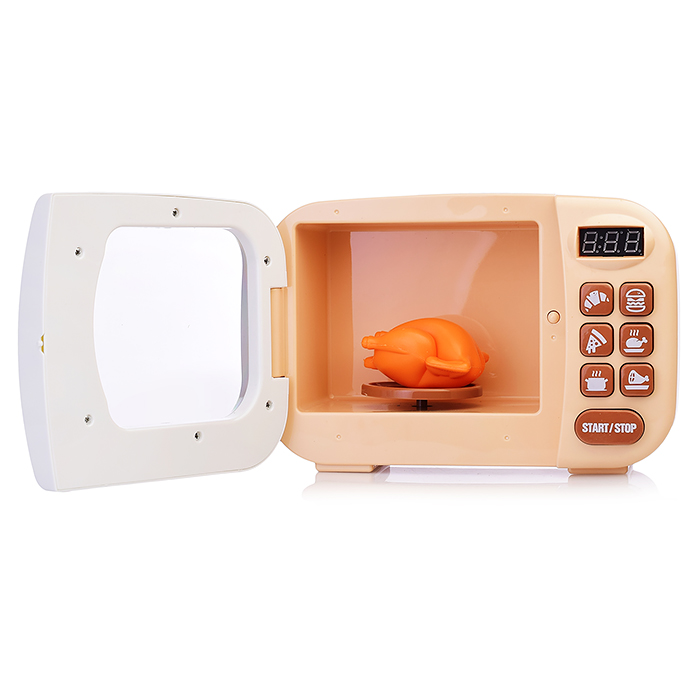 Бытовая техника A1005-5 "Микроволновая печь" на батарейках, с продуктами, бежевый, в коробке