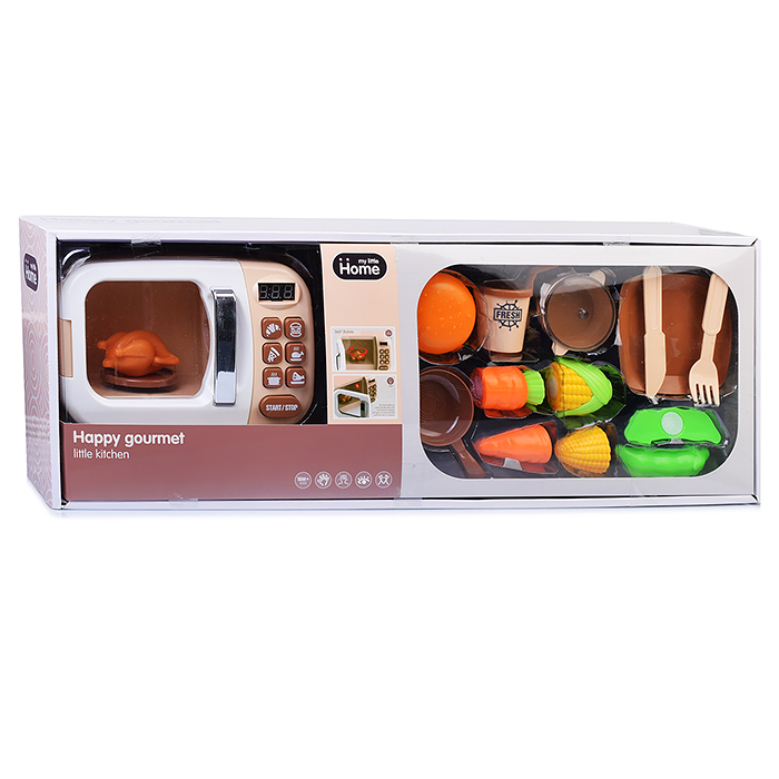 Бытовая техника A1005-5 "Микроволновая печь" на батарейках, с продуктами, бежевый, в коробке