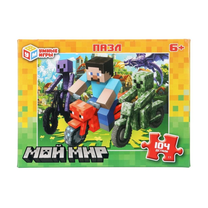 Пазлы 104 "По мотивам Minecraft" 190х141х35 мм. 