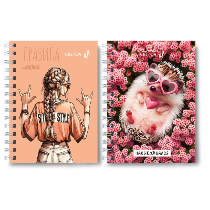 Записная книжка A6 120л. клетка "Мои правила" на гребне 