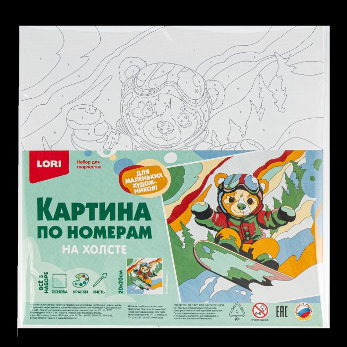Картина по номерам на холсте "Сноубордист" 20*20 см 