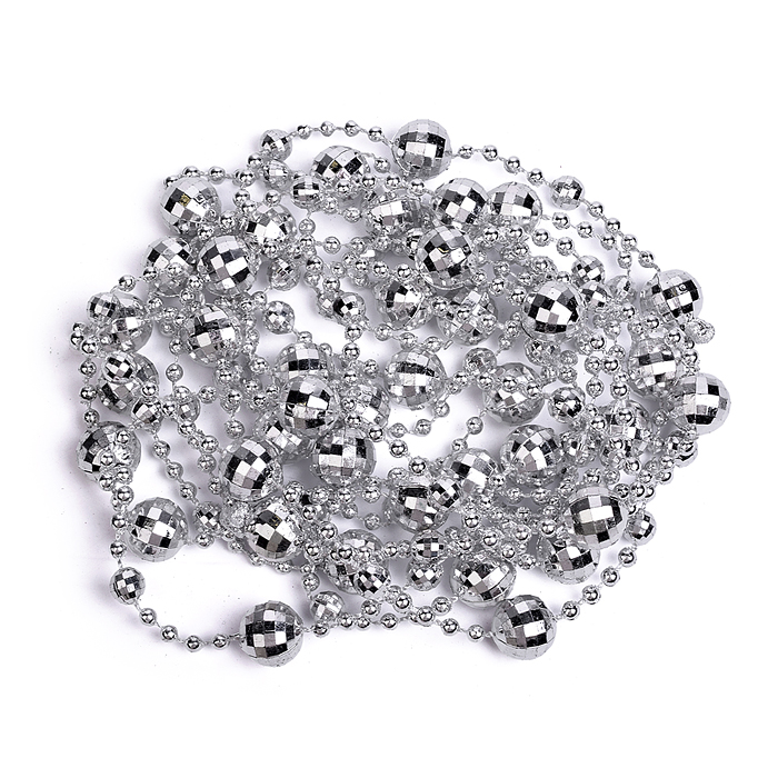 Бусы новогодние S2659 серебро (2,7м)