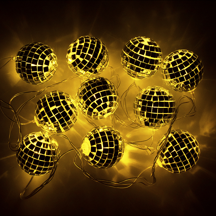 Электрогирлянда Зеркальный шар, 2м, 10 ламп*4см