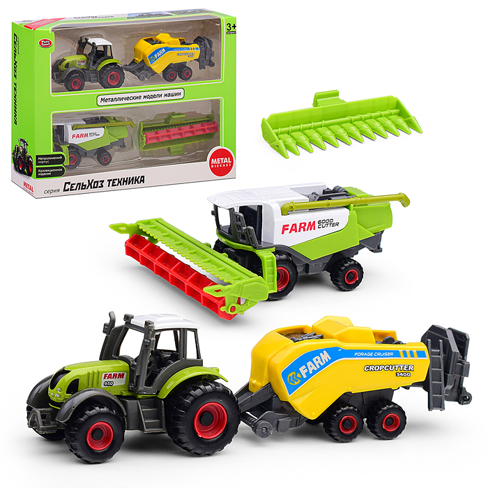 Фото к товару Трактор 6664 "Сельхозтехника" с прицепом (в ассортименте) в коробке Трактор 6664 "Сельхозтехника" с прицепом (в ассортименте) в коробке