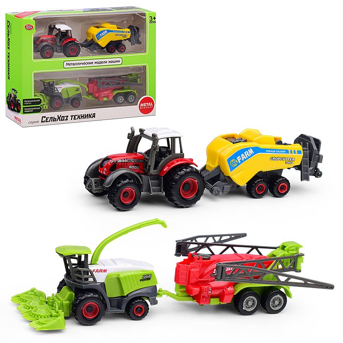 Фото к товару Трактор 6664 "Сельхозтехника" с прицепом (в ассортименте) в коробке Трактор 6664 "Сельхозтехника" с прицепом (в ассортименте) в коробке