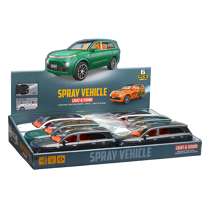 Машина YM-9928F "Внедорожник" (свет, звук, спрей) в коробке