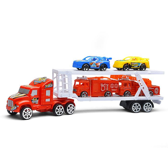 Автовоз XY0204-23A "АвтоВояж" с пожарными и гоночными машинками, под колпаком